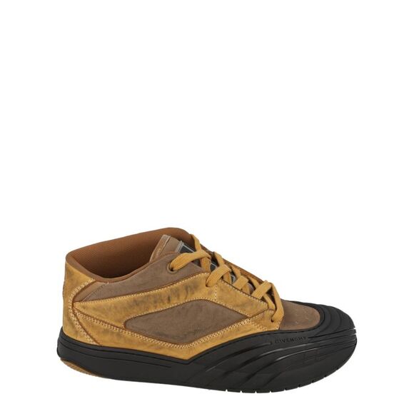 Givenchy Suede Trimmed Mid-Top Sneakers Brown Mens